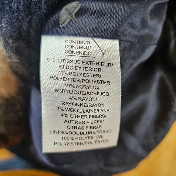 Nine West Size L Plaid Shacket Jacket Coat Orange and Blue Fluffy Button Down - Picture 8 of 8